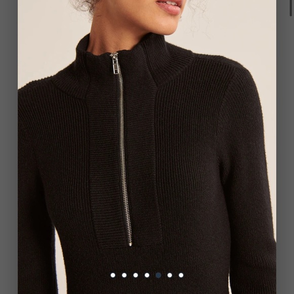 NWT Abercrombie & Fitch Half-Zip Mini Sweater Dress Black Size S - Picture 7 of 7